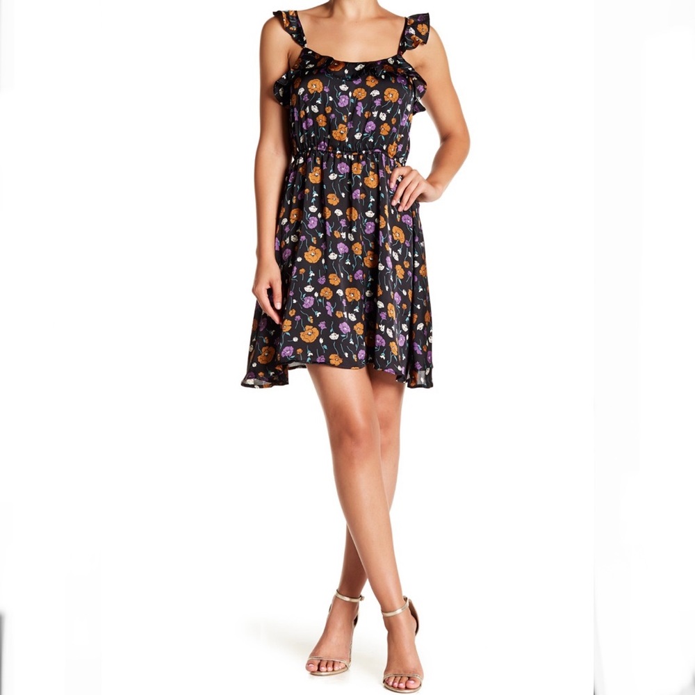 🆕 ANTHROPOLOGIE J.O.A. Floral Satin Mini D…